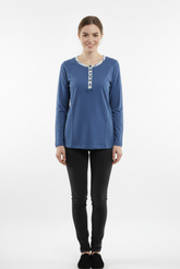 WASCHEPUR WOMENS FANCY NECK FULL SLEEVE T SHIRT